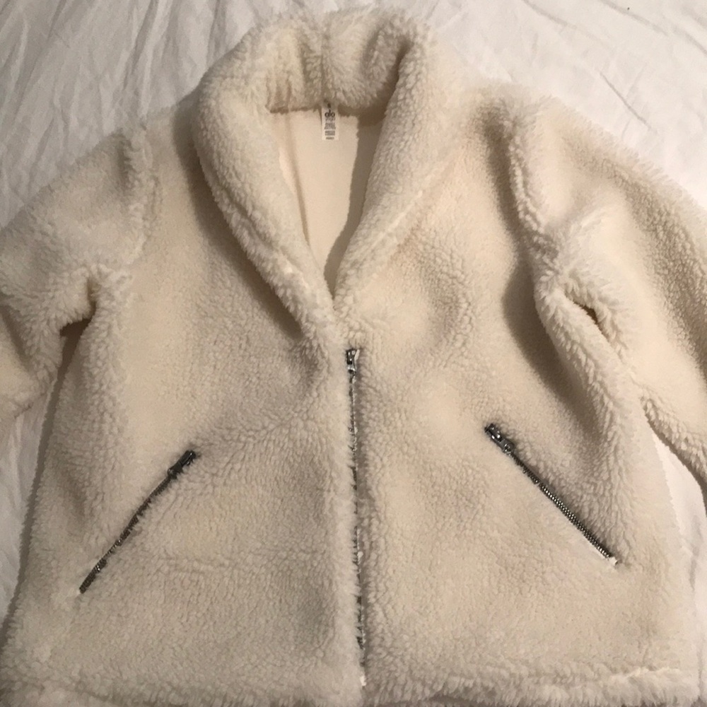 ALO Yoga White Fleece Jacket SMALL
